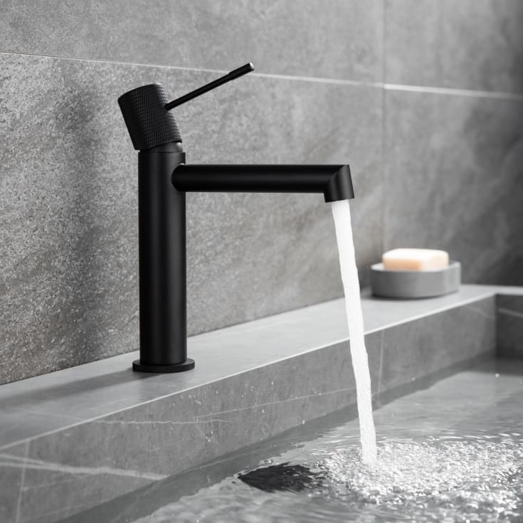 Bathlife Vidd servantbatteri, uten bunnventil, sort matt