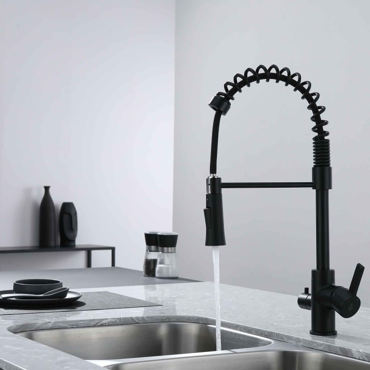 Bathlife Hav kjøkkenarmatur, med avstengning, matt sort