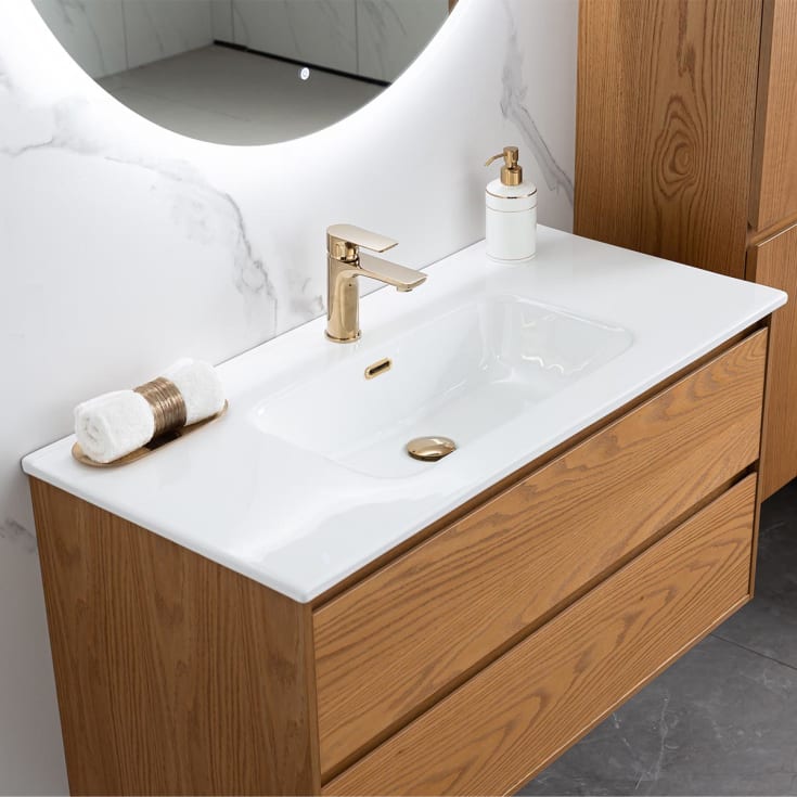Bathlife Lättsam møbelpakke, med servant, 100x46x50 cm, eik