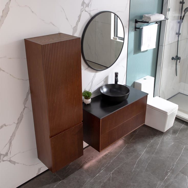 Bathlife Förtjust sideskap med 2 dører, 45x35x150 cm, brun eik