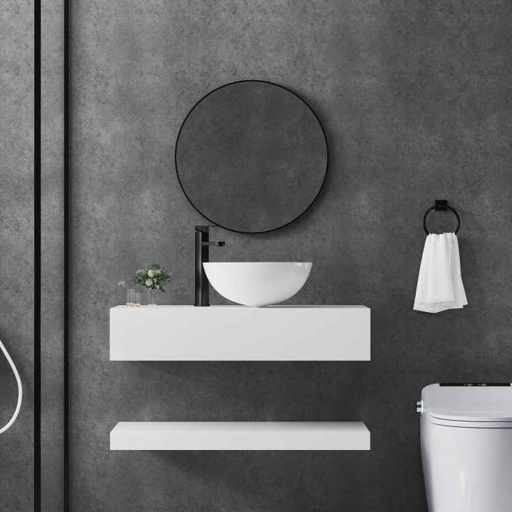 Bathlife Kläm toppmontert servant, Ø42 cm, hvit