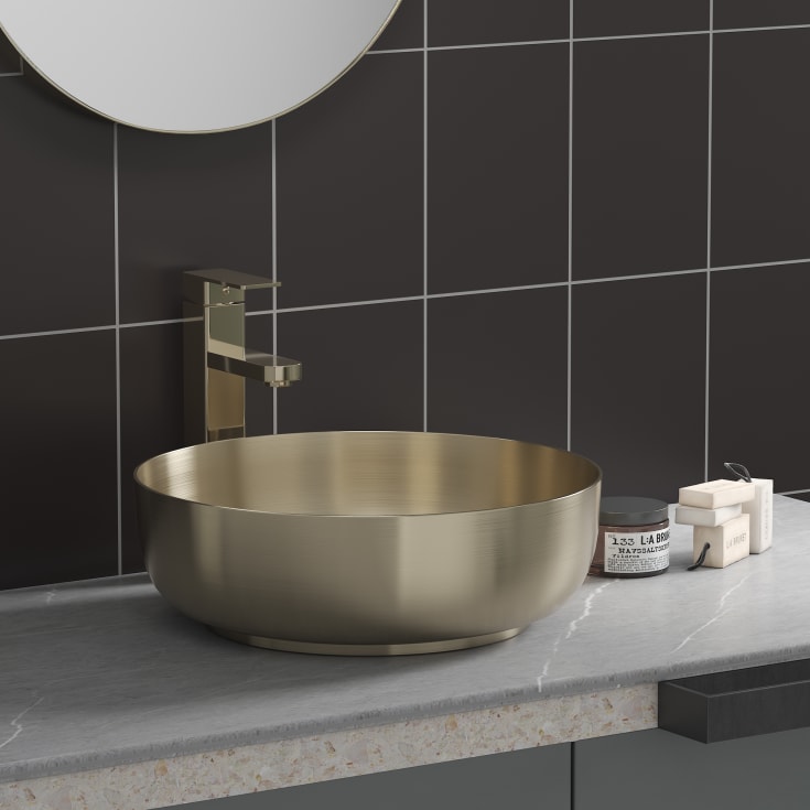Bathlife Klenod toppmontert servant, Ø40,6 cm, børstet gull