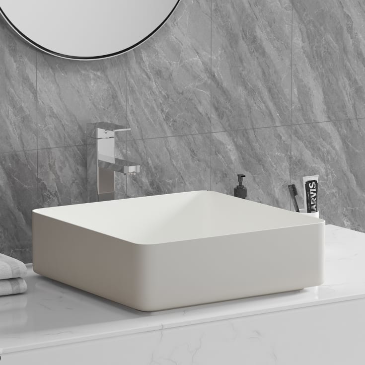 Bathlife Skatt toppmontert servant, 40,6x40,6 cm, hvit matt