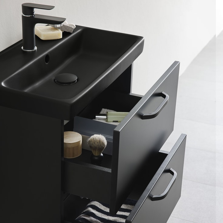 Bathlife Yster møbelpakke, med servant, 56x32x55 cm, sort
