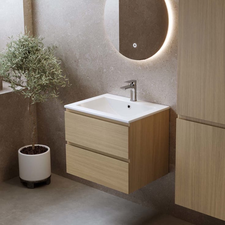 Bathlife Eufori møbelpakke, med servant, 61x46,5x50 cm, lys eik