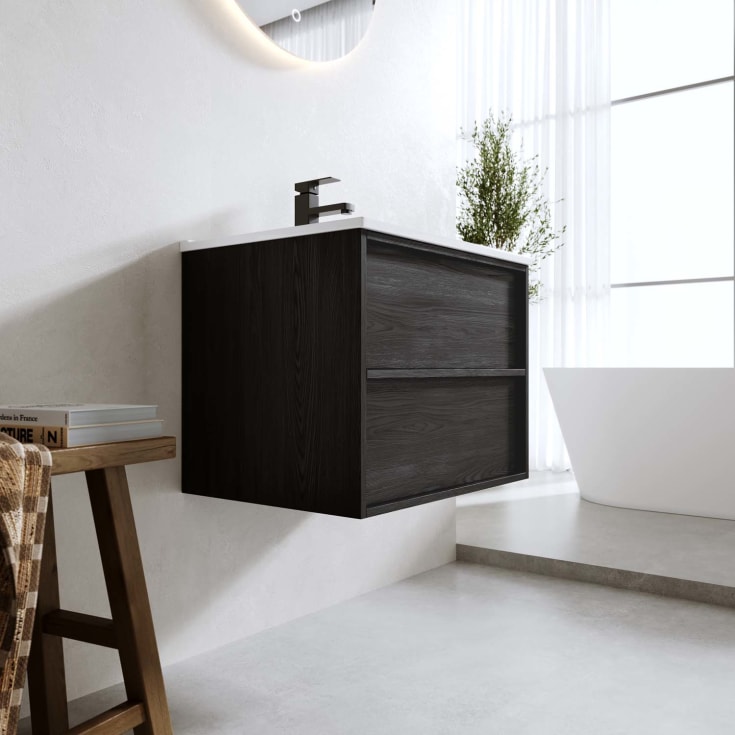 Bathlife Charm møbelpakke, med servant, 61x46,5x52 cm, sort eik