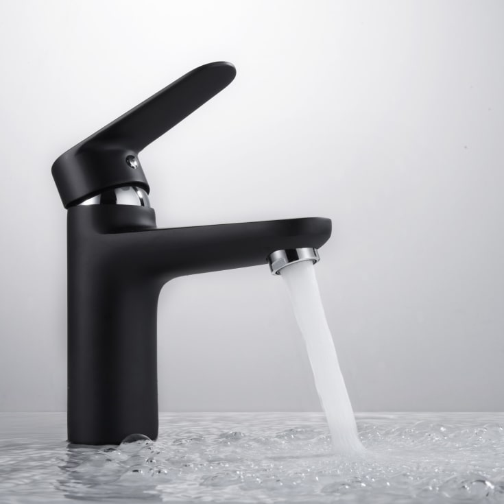 Bathlife Springa servantbatteri, uten bunnventil, sort matt