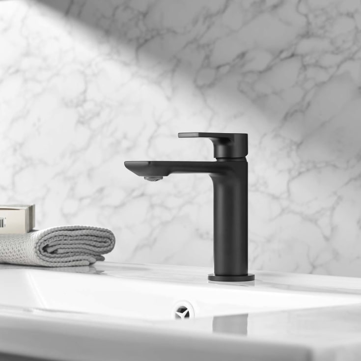 Bathlife Skimra servantbatteri, uten bunnventil, sort matt