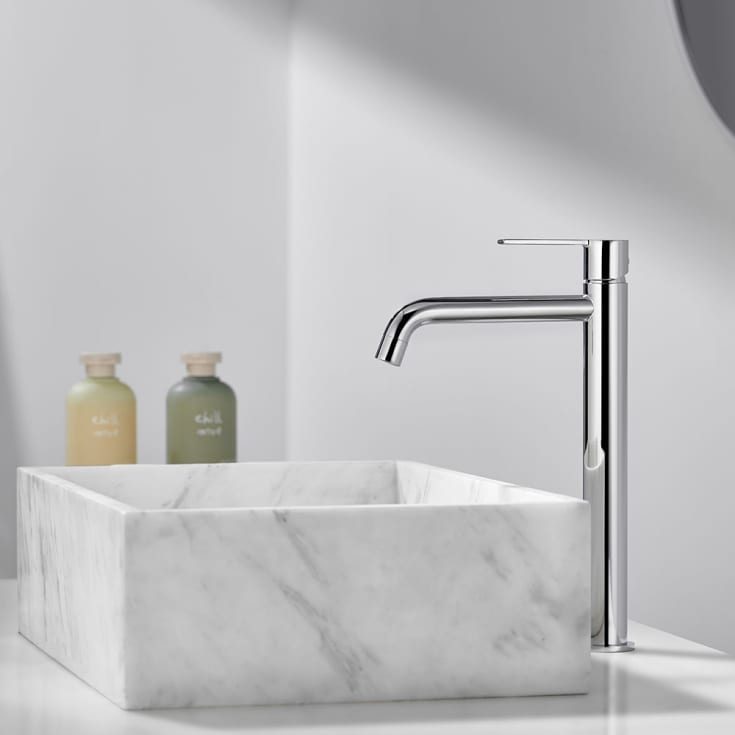 Bathlife Tillra servantbatteri, uten bunnventil, høy modell, krom