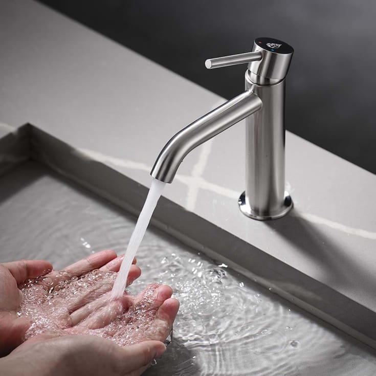Bathlife Prima servantbatteri, uten bunnventil, børstet rustfritt stål