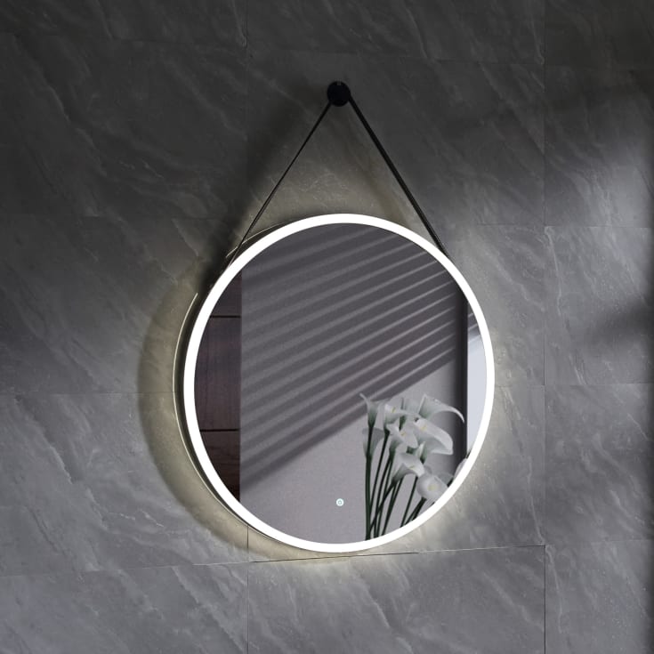 Bathlife Glimma speil, 80x80 cm, med LED-lys, hvit