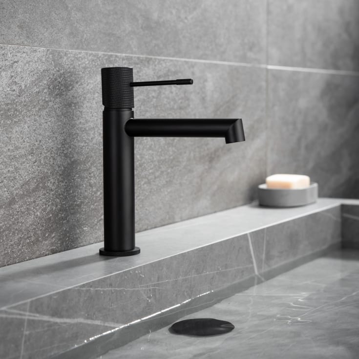 Bathlife Vidd servantbatteri, uten bunnventil, sort matt