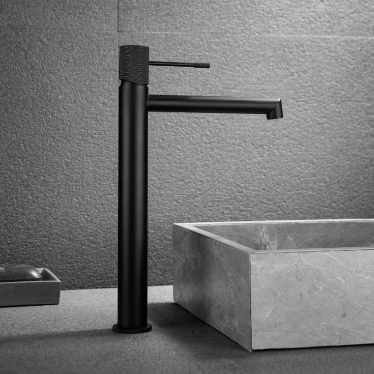 Bathlife Vidd servantbatteri, uten bunnventil, høy modell, sort matt