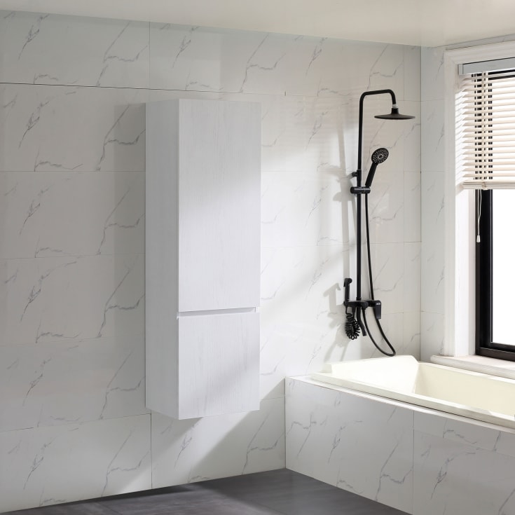 Bathlife Lättsam sideskap, 45x150 cm, hvit eik