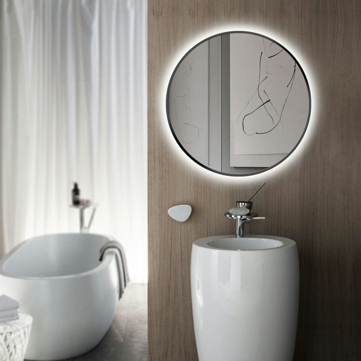 Bathlife Spira speil med lys, 60x60 cm