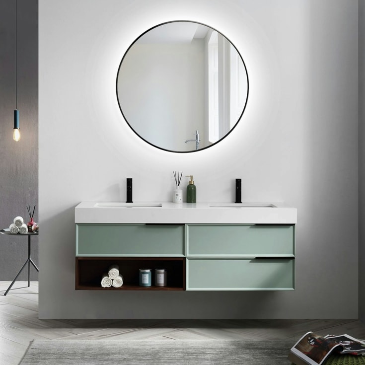 Bathlife Spira speil med lys, 100x100 cm