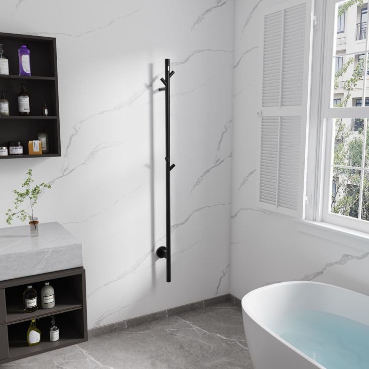 Bathlife Fas håndkletørker, el, 12x160 cm, sort