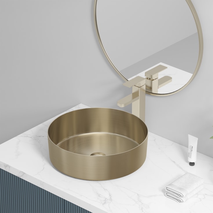 Bathlife Juvel toppmontert servant, Ø40,6 cm, børstet gull