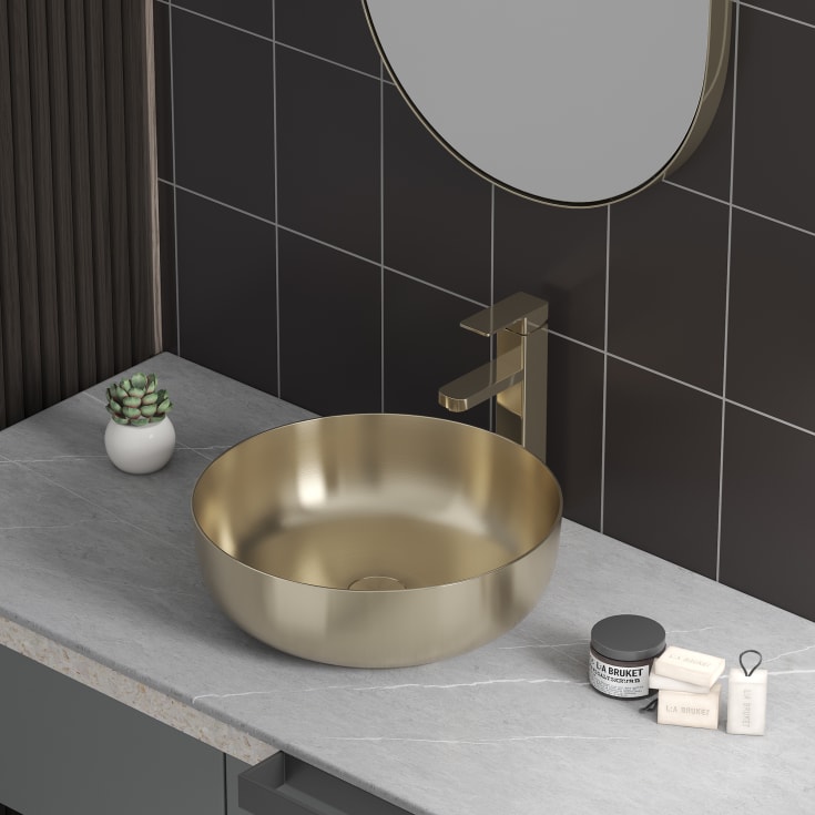 Bathlife Klenod toppmontert servant, Ø40,6 cm, børstet gull