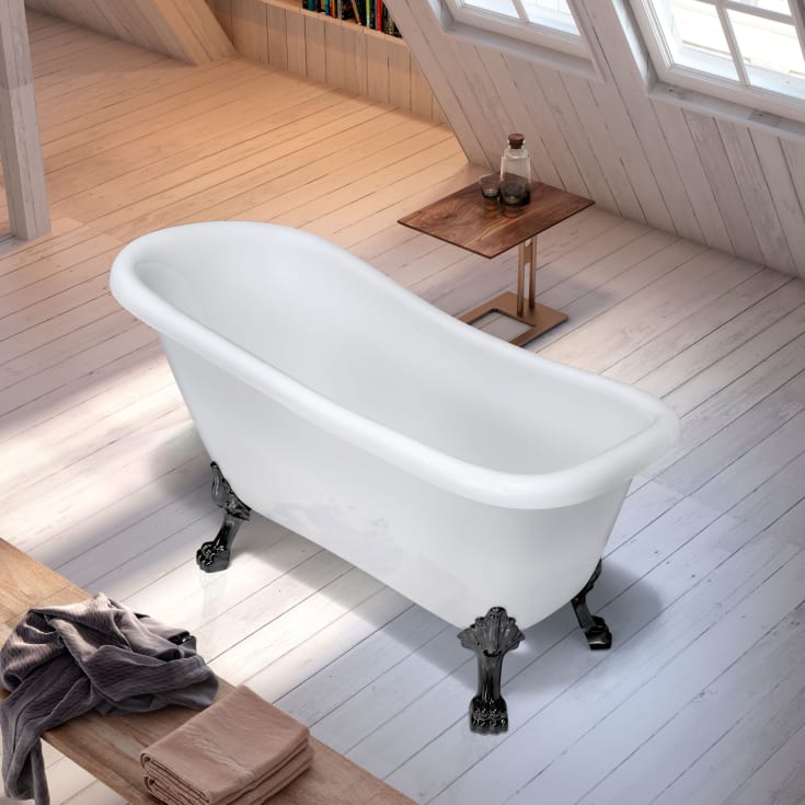 Bathlife Ideal badekar, 153x67 cm, hvit/sort