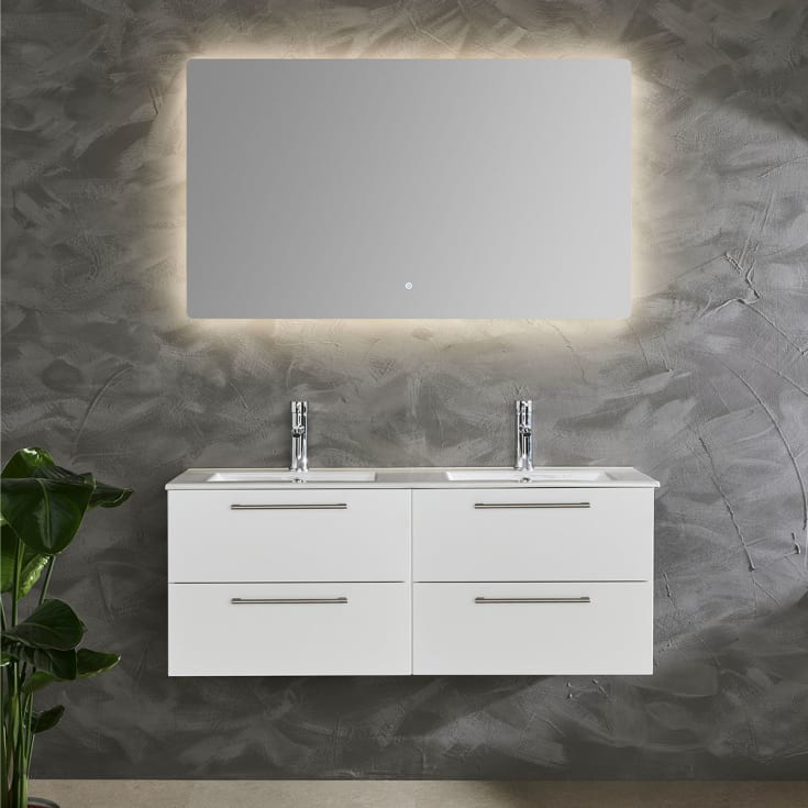 Bathlife Lust møbelpakke, med dobbel servant, 120x46,5x48 cm, hvit