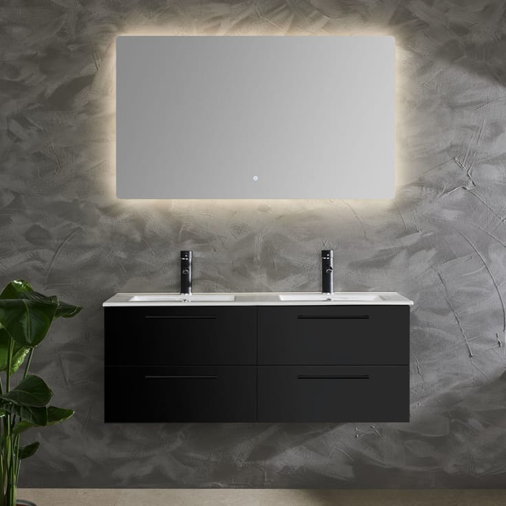 Bathlife Lust møbelpakke, med dobbel servant, 120x46,5x48 cm, sort