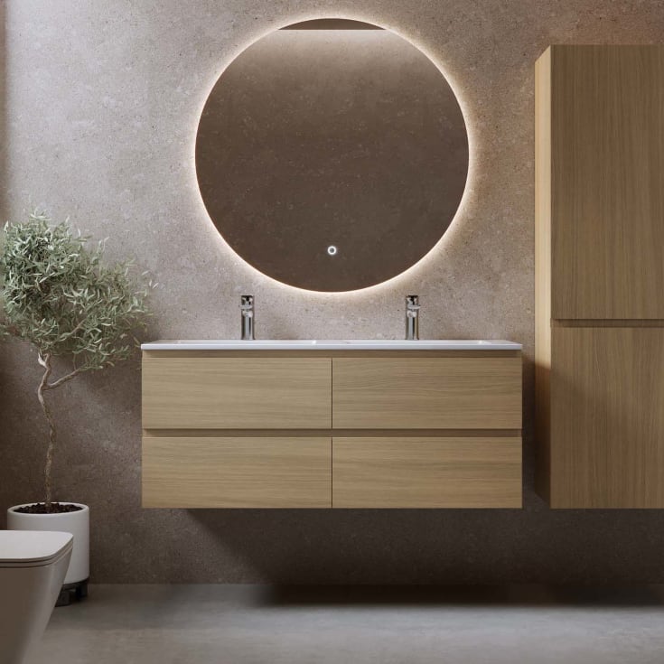 Bathlife Eufori møbelpakke, med dobbel servant, 121x46,5x50 cm, eik