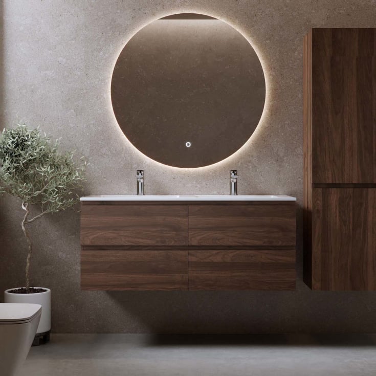 Bathlife Eufori møbelpakke, med dobbel servant, 121x46,5x50 cm, valnøtt