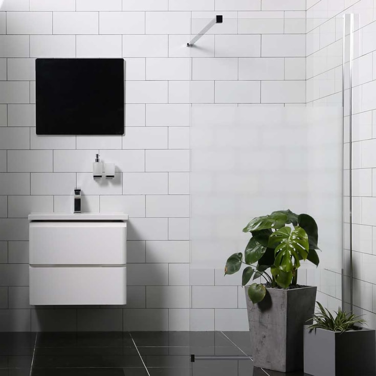 Bathlife Allsidig dusjvegg, 80 cm, frostet glass, krom profil