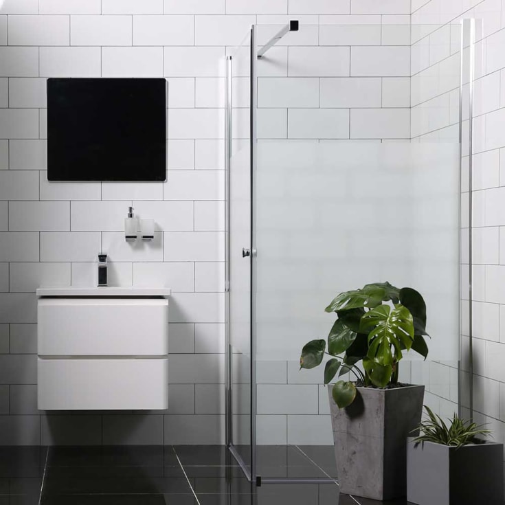 Bathlife Allsidig dusjhjørne, 100x100 cm, frostet glass, krom profil