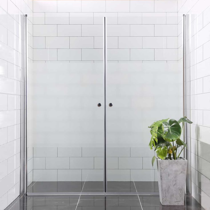 Bathlife Allsidig dusjnisje, 90x80 cm, delvis frostet glass, sølv profil