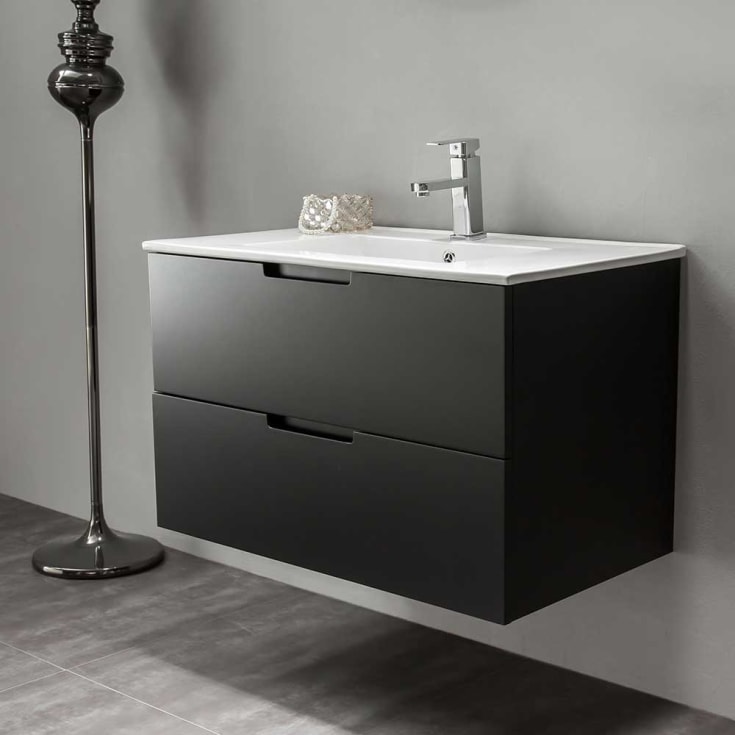 Bathlife Glädje møbelpakke, med servant, 80x46x50 cm, sort matt