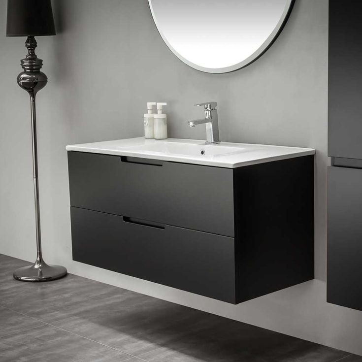 Bathlife Glädje møbelpakke, med servant, 100x46x50 cm, sort matt