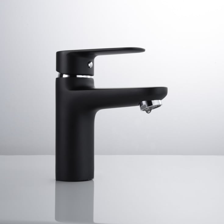 Bathlife Springa servantbatteri, uten bunnventil, sort matt