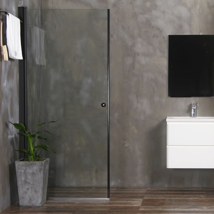 Bathlife Allsidig dusjdør, 70 cm, klart glass, sort profil