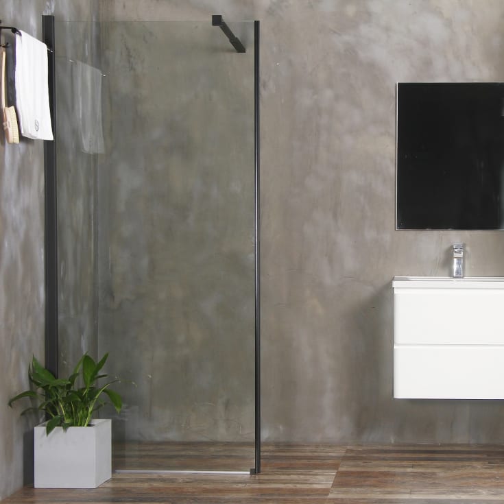 Bathlife Allsidig dusjvegg, 70 cm, klart glass, sort profil