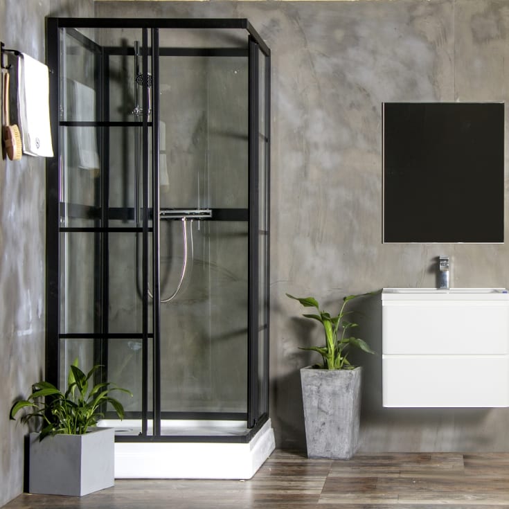 Bathlife Betrakta Dusjkabinett, 90x90 cm, Sort Matt / Klart Glass