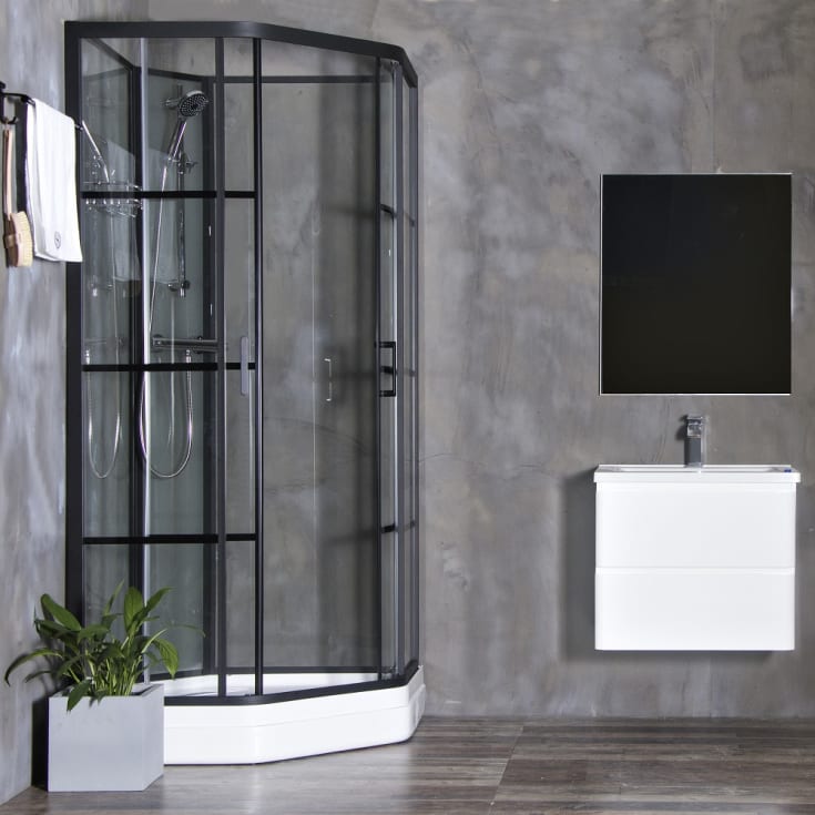 Bathlife Betrakta Dusjkabinett, 90x90 cm, Sort Matt/Klart Glass