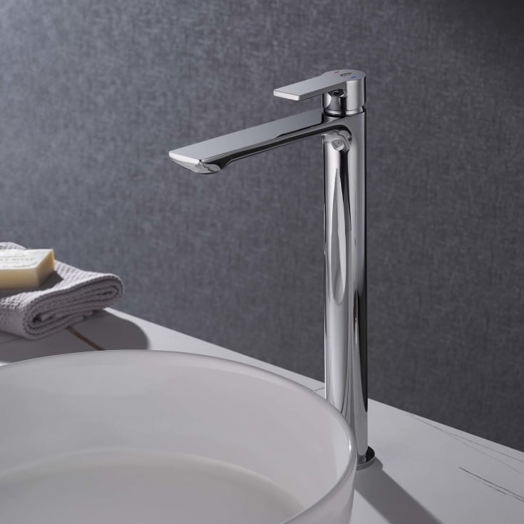 Bathlife Skimra servantbatteri, uten bunnventil, høy modell, krom
