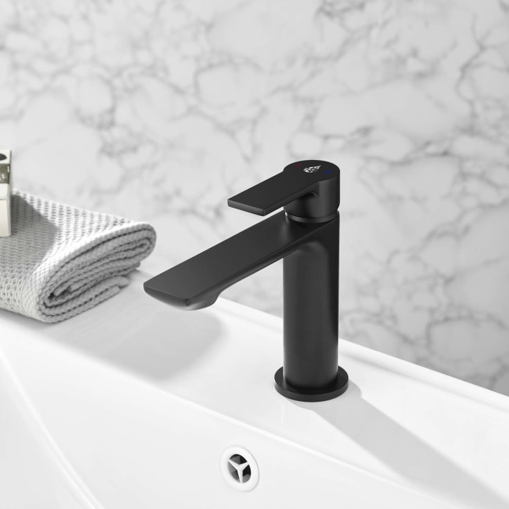 Bathlife Skimra servantbatteri, uten bunnventil, sort matt