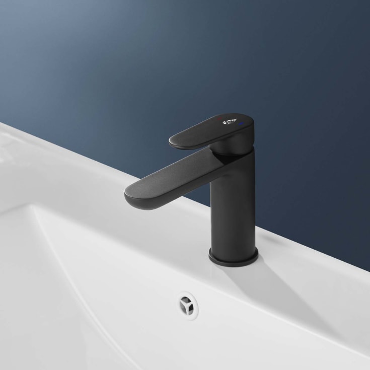 Bathlife Lyster servantbatteri, uten bunnventil, sort matt