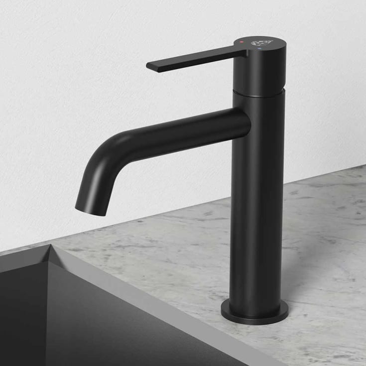 Bathlife Tillra servantbatteri, uten bunnventil, sort matt