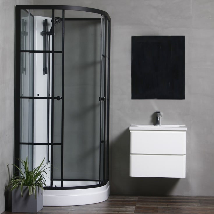 Bathlife Betrakta Dusjkabinett, 80x80 cm, Sort Matt/Klart Glass