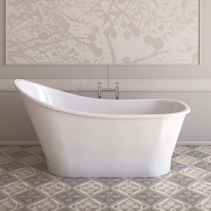 Bathlife Dvala frittstående badekar, 159x73 cm, hvit
