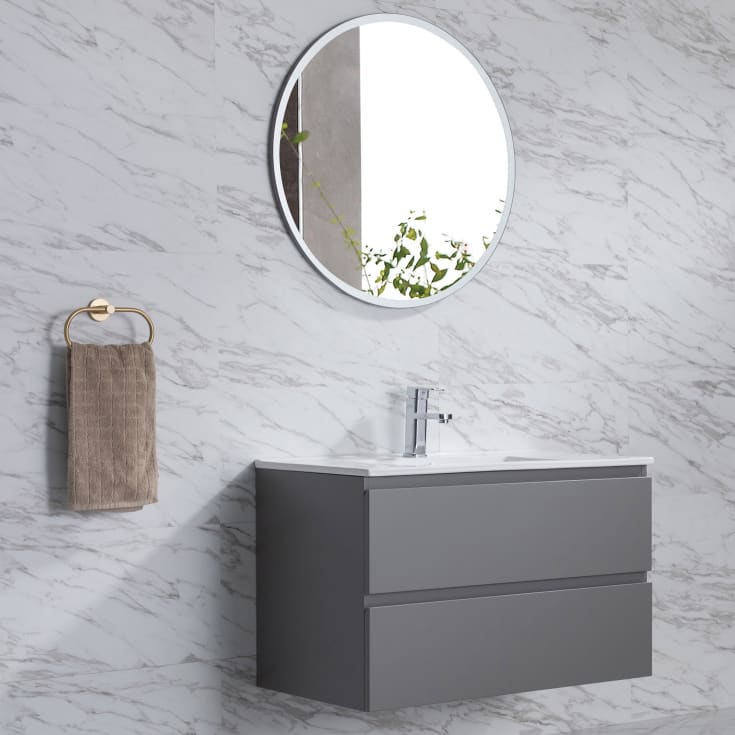 Bathlife Roa speil, Ø70 cm, uten lys, grå