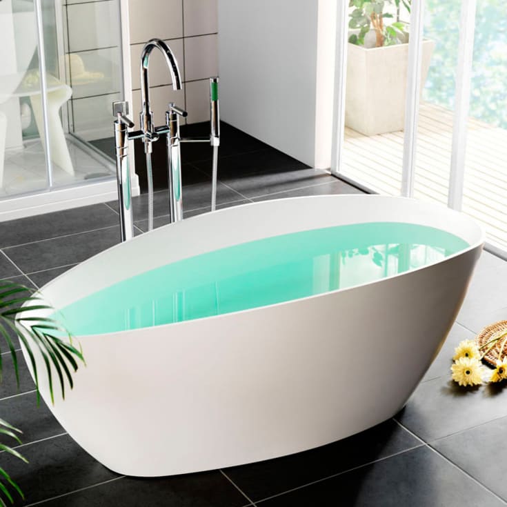 Westerbergs Ellipse badekar, 1570x705 mm, støpemarmor, hvit