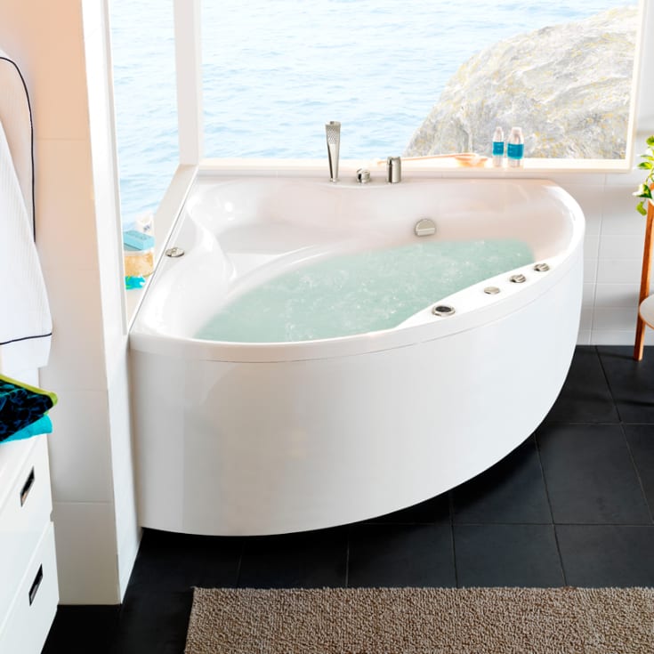Westerbergs Ocean 150C Executive boblebad, hjørne, 1467x1467 mm, akryl, hvit