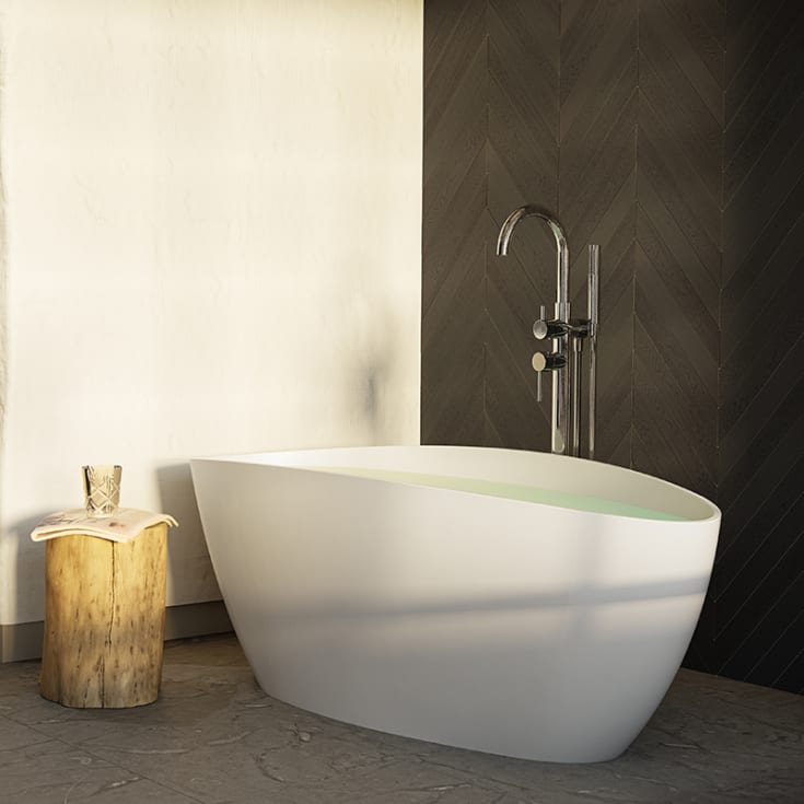 Westerbergs Ellipse badekar, 1570x705 mm, støpemarmor, hvit