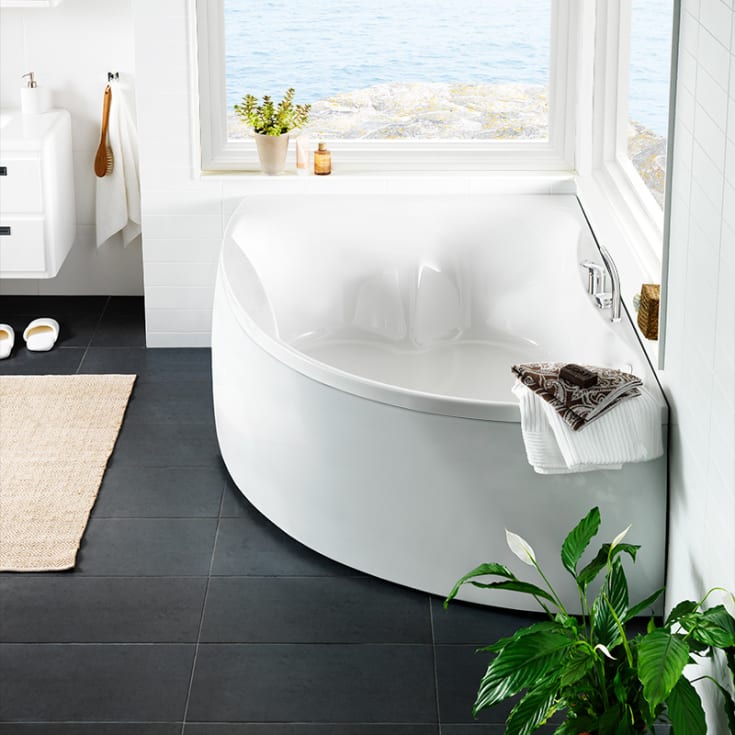 Westerbergs Ocean 170R Duo badekar, asymmetrisk, 1700x1255 mm, høyre, akryl, hvit