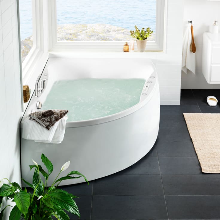 Westerbergs Ocean 170L Duo Comfort boblebad, 1700x1255 mm, venstre, akryl, hvit